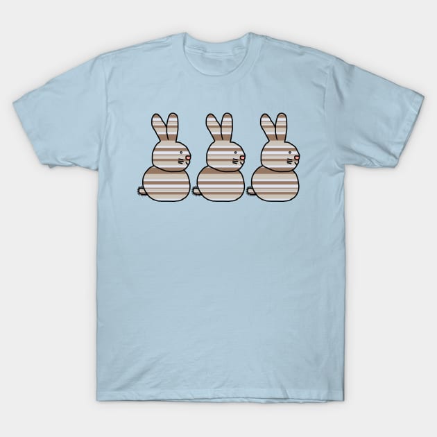 Three Bunnies Stone Stripes For Easter T-Shirt by ellenhenryart